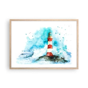 Pôster com moldura de carvalho claro - Unidade dos elementos da natureza - 70x50 cm