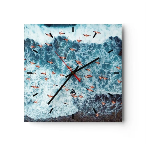 Relógio de parede - Relógio em vidro - Desfile à beira-mar - 30x30 cm