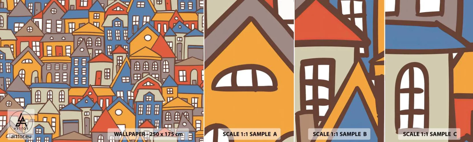 Amostra de Papel de Parede Standard Eco - Atrás da casa - Cidade, Arquitetura, Cidade antiga - 100x30 cm