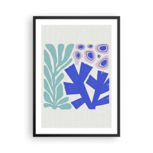 Pôster com moldura preta - Gráficos estilizados de plantas e corais subaquáticos - 50x70cm - Jardim subaquático - Decoração de parede moderna para a sala de estar e quarto ARTTOR