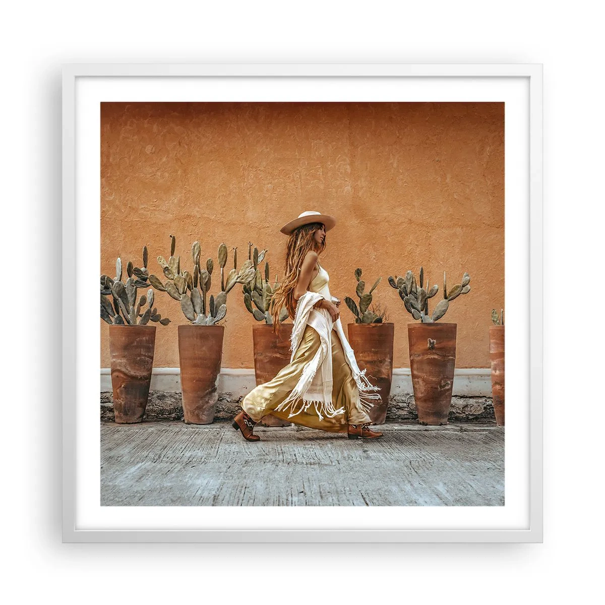 Pôster em moldura branca - Estilo hippie - 60x60 cm