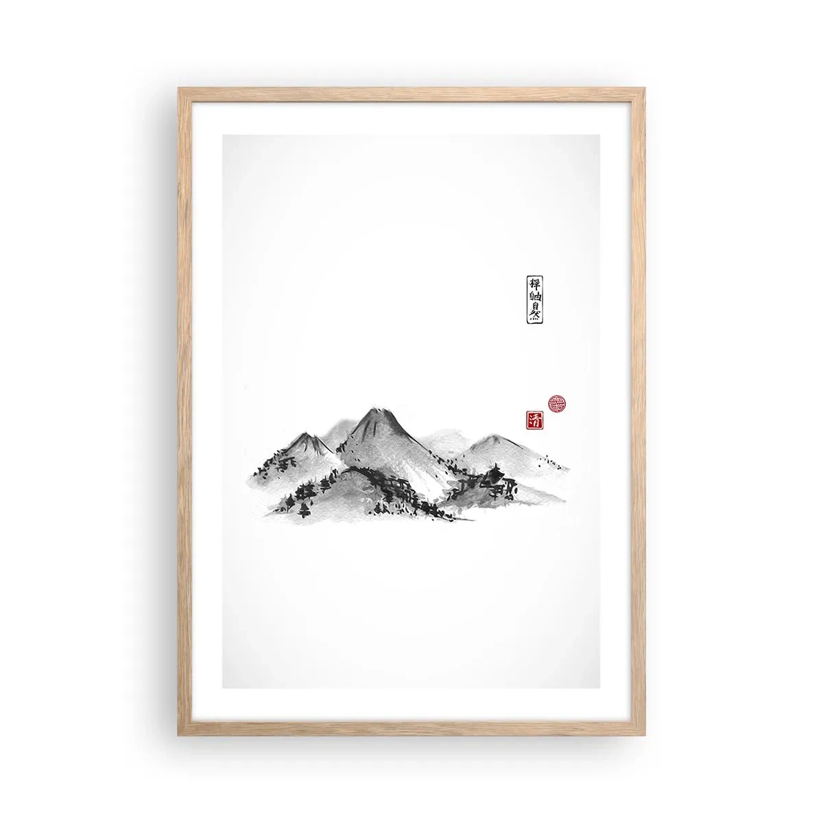 Pôster com moldura de carvalho claro - Para além do vale - 50x70 cm