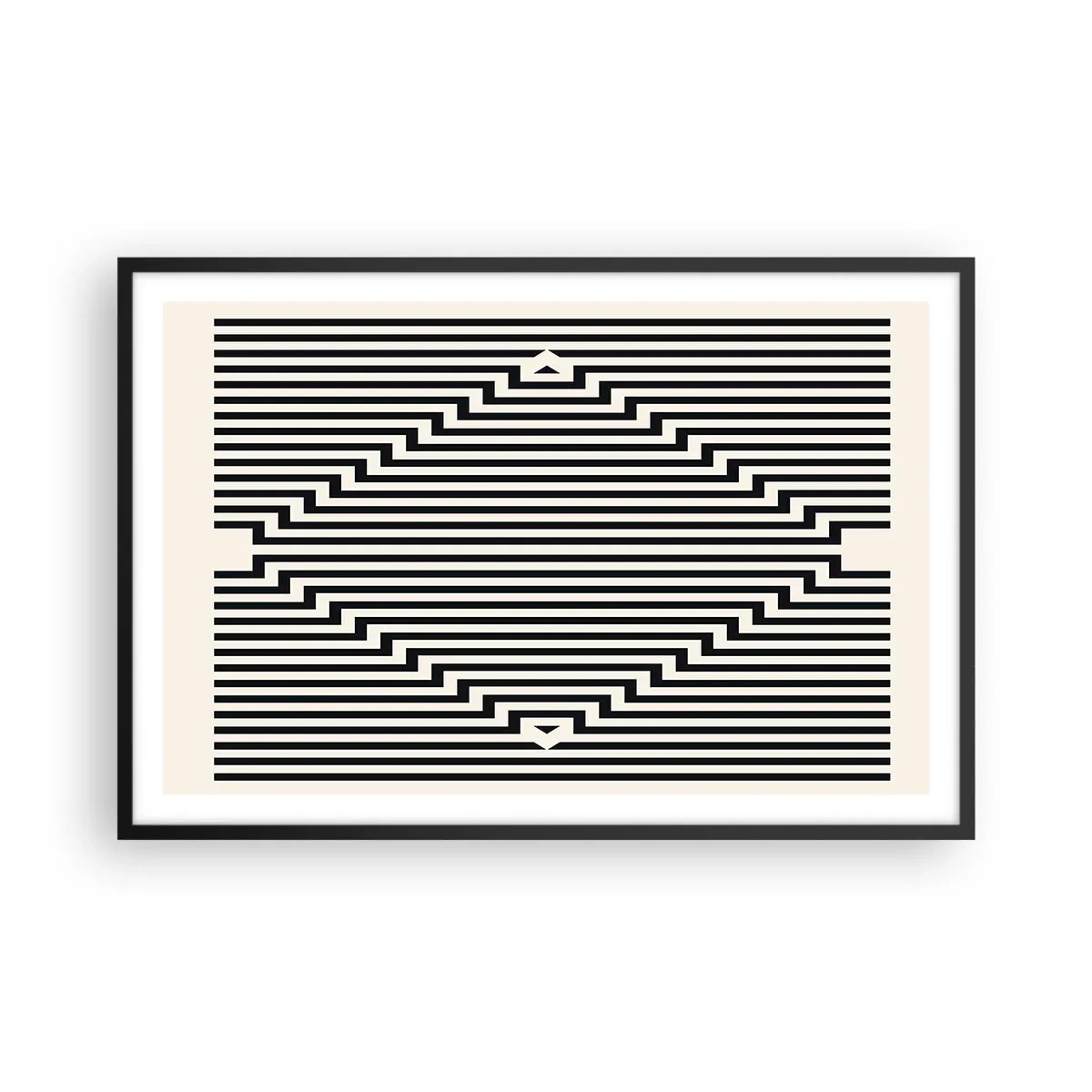 Pôster com moldura preta - Ilusão geométrica - 91x61 cm