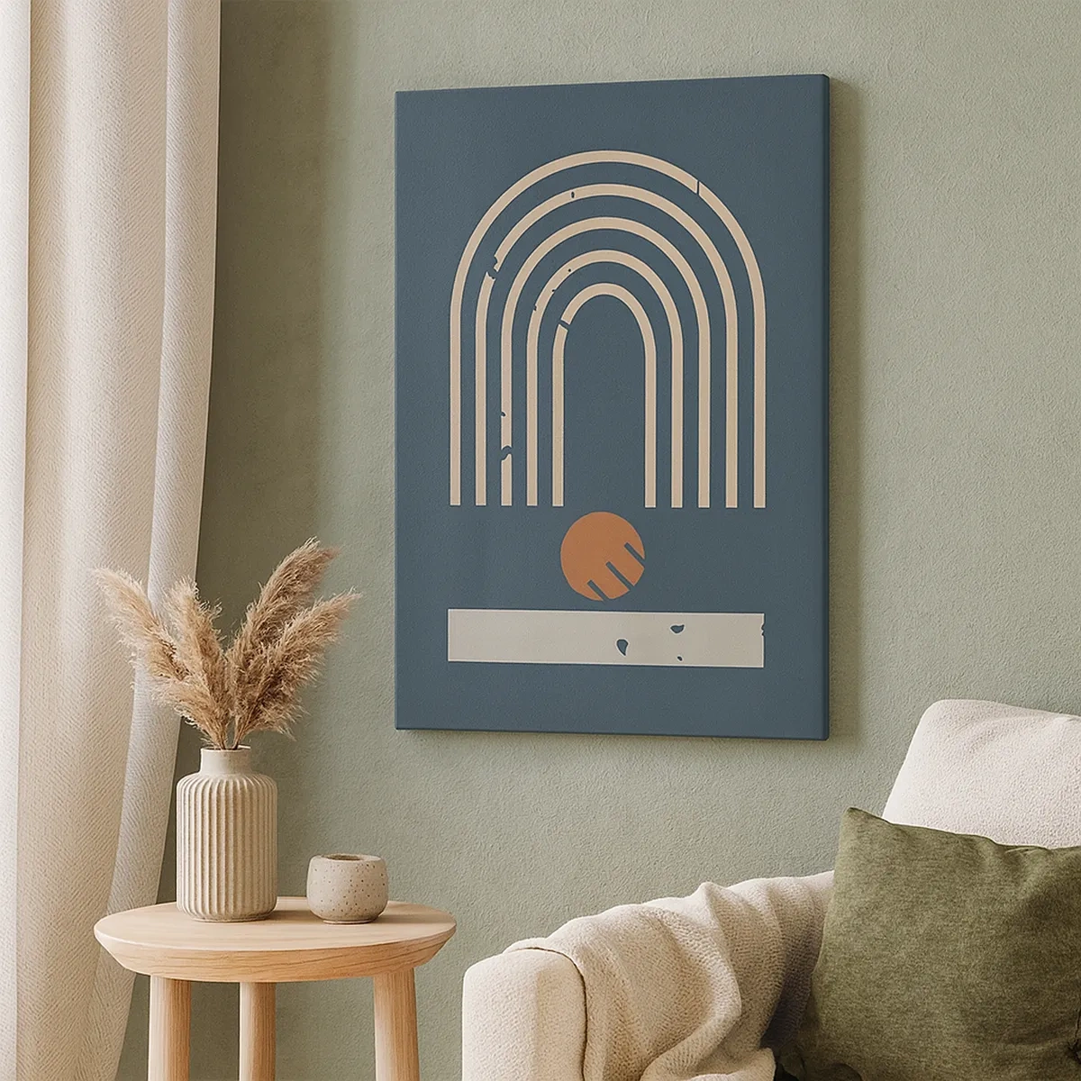 Quadro em tela - Geometria em azul marinho - 50x70 cm