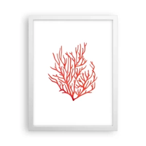 Pôster em moldura branca - Filigrana coral - 30x40 cm