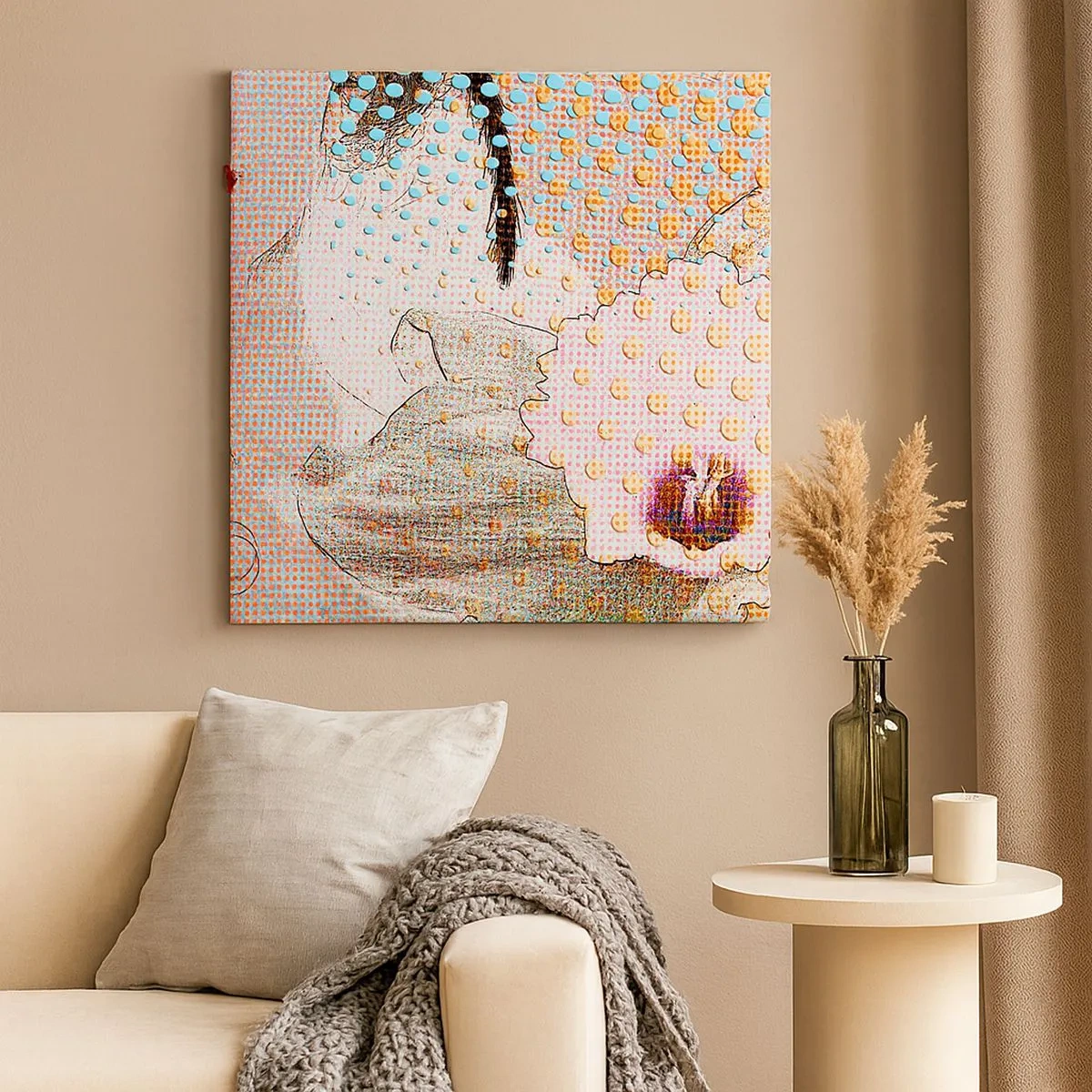 Quadro em tela - Heroína de cartoon - 30x30 cm