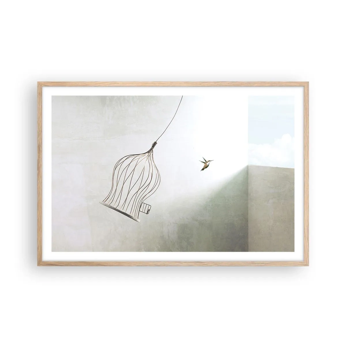 Pôster com moldura de carvalho claro - Enfim a liberdade - 91x61 cm