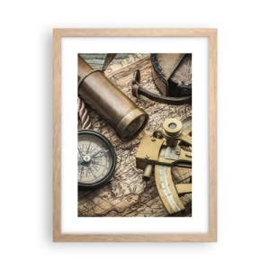 Pôster com moldura de carvalho claro - Definir um rumo - 30x40 cm