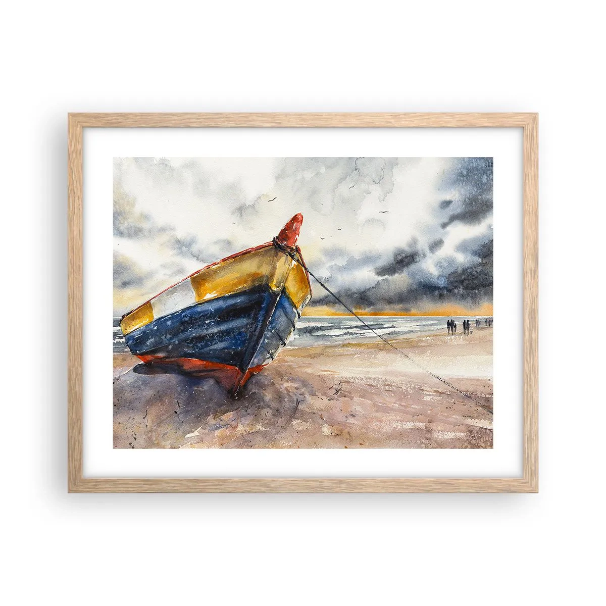 Pôster com moldura de carvalho claro - Descanse na costa - 50x40 cm