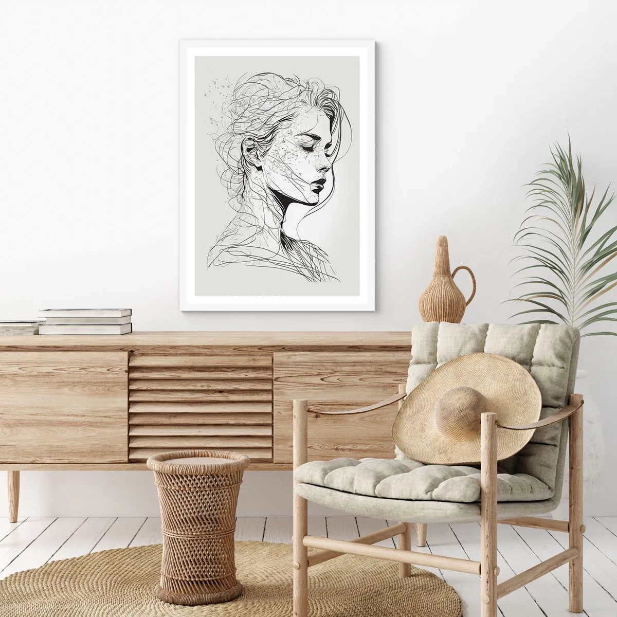 Pôster em moldura branca - Retrato em pensamento - 50x70 cm