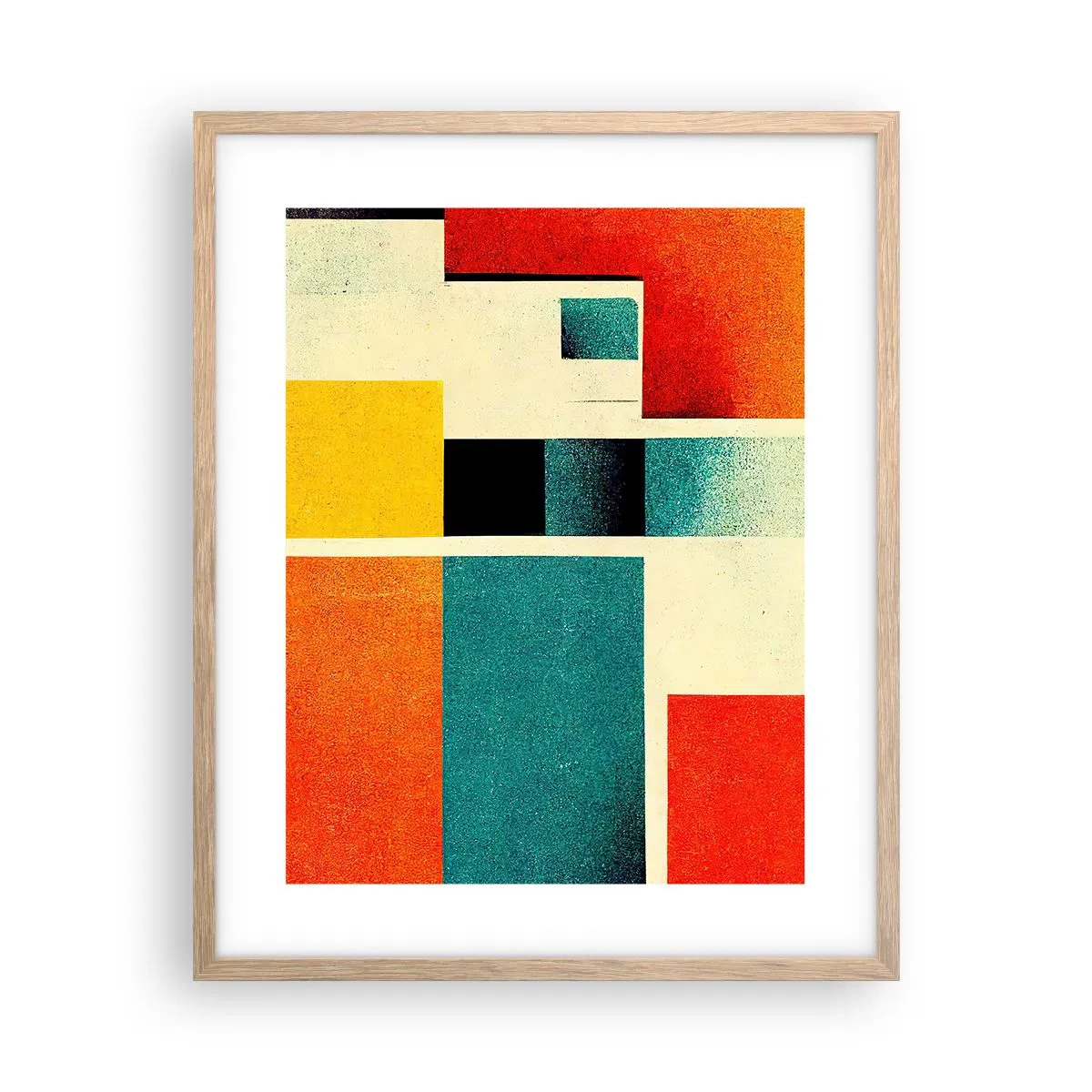 Pôster com moldura de carvalho claro - Abstração geométrica – boa energia - 40x50 cm