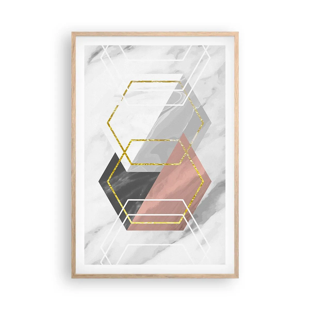 Pôster com moldura de carvalho claro - Composição em cadeia - 61x91 cm