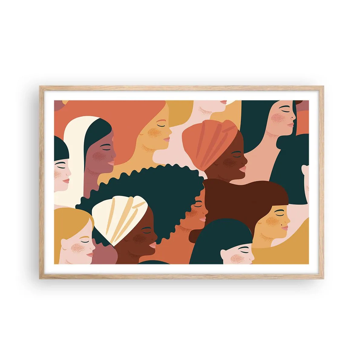 Pôster com moldura de carvalho claro - Apenas feminilidade - 91x61 cm
