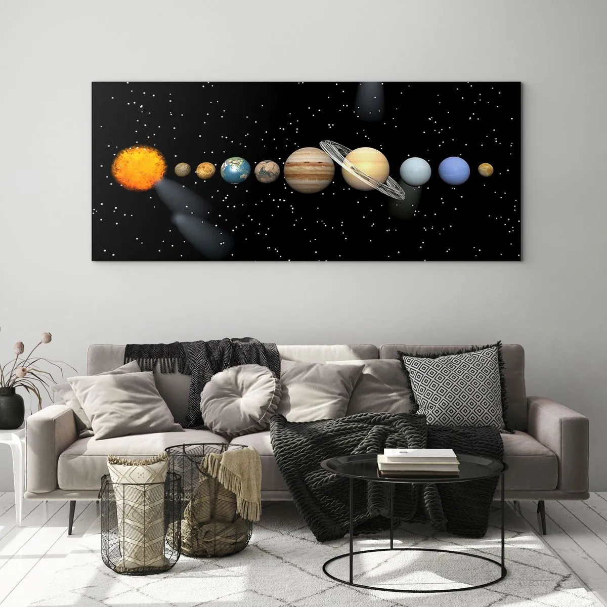 Quadro em vidro - E os planetas estão a enlouquecer... - 90x30 cm