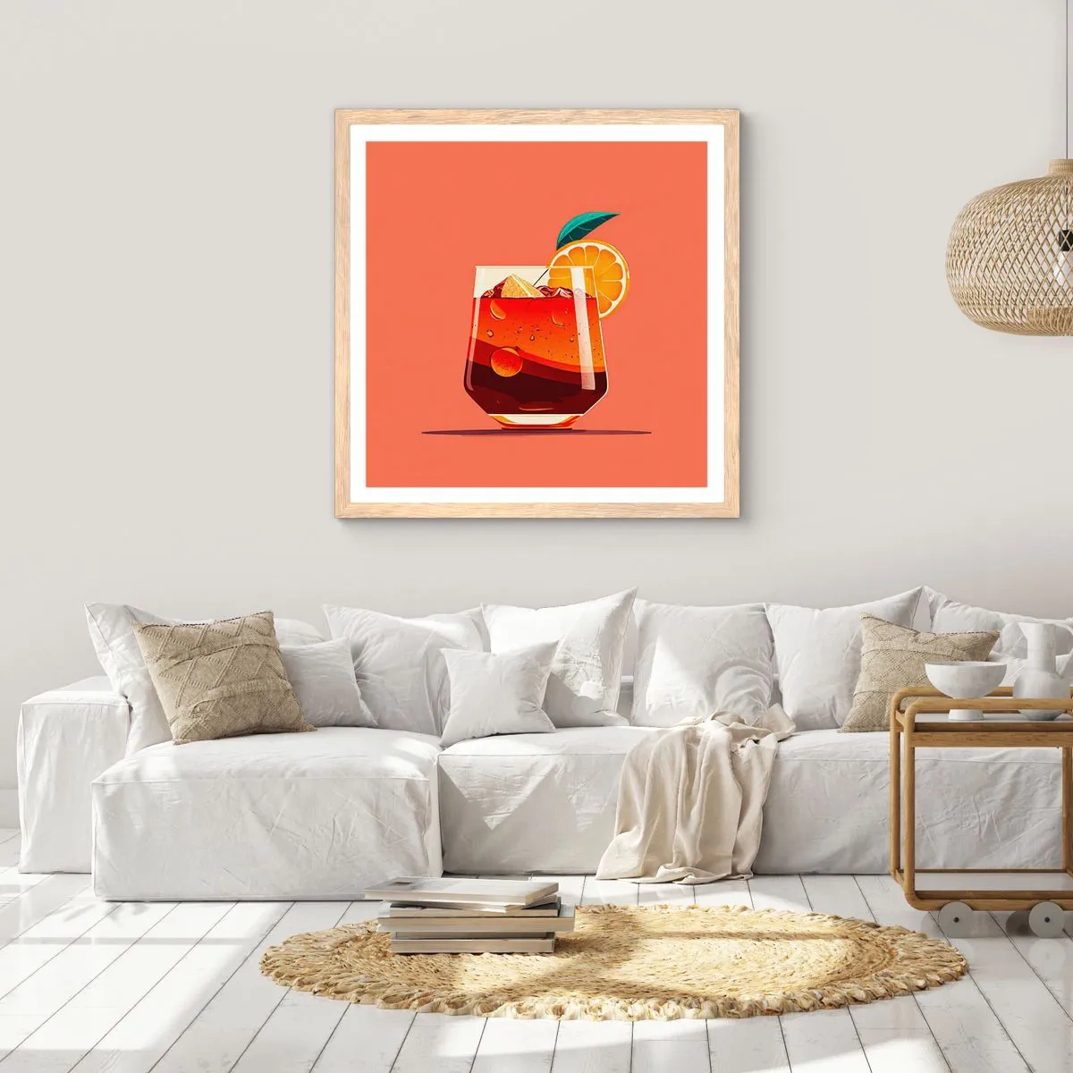 Pôster com moldura de carvalho claro - Refresco de verão - 60x60 cm