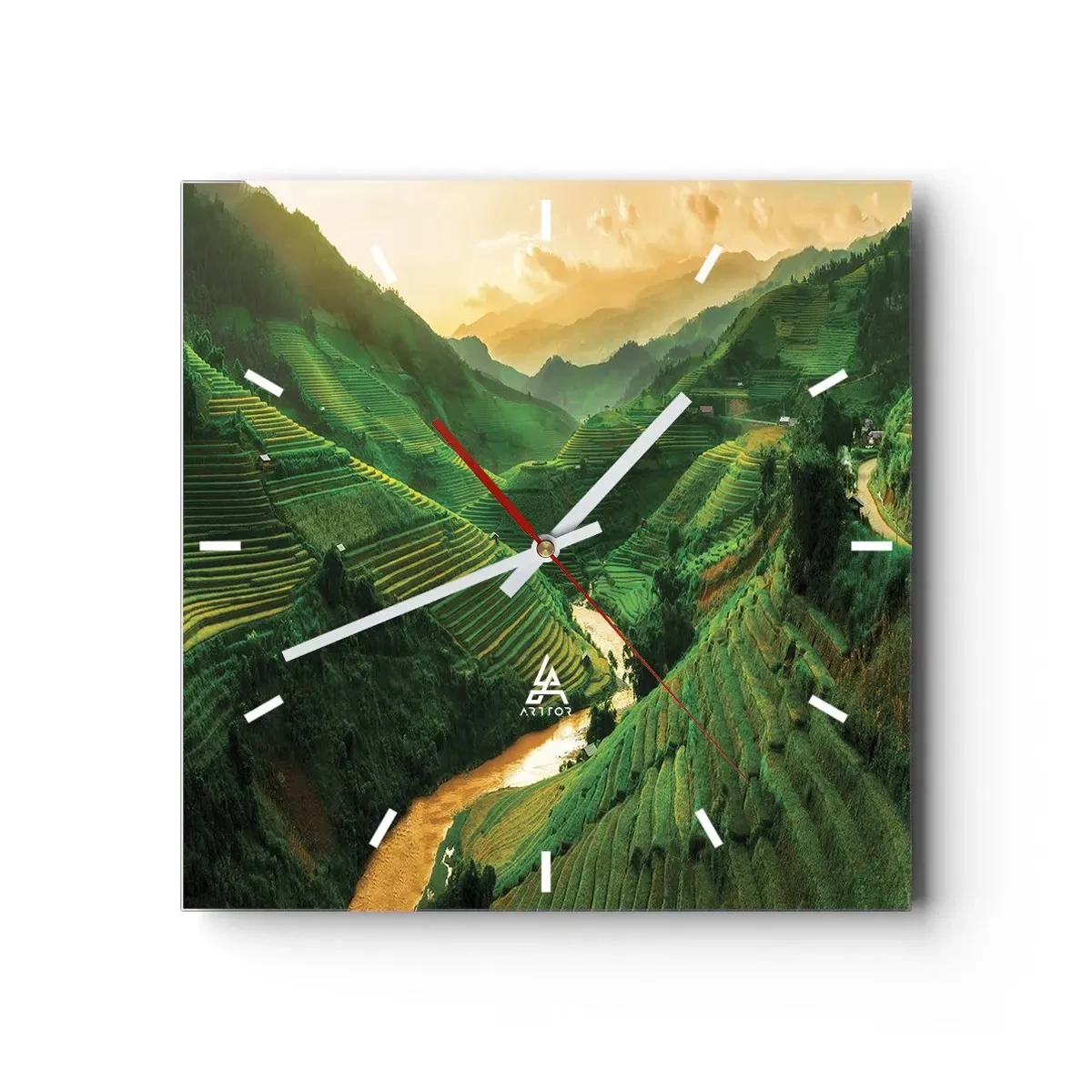 Relógio de parede - Relógio em vidro - Vale vietnamita - 30x30 cm