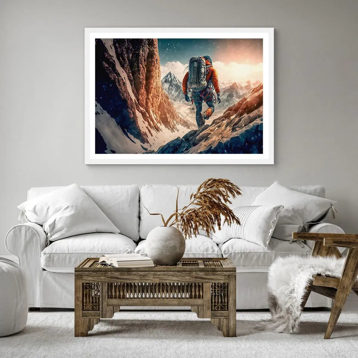 Pôster em moldura branca - Guerreiro solitário - 40x30 cm
