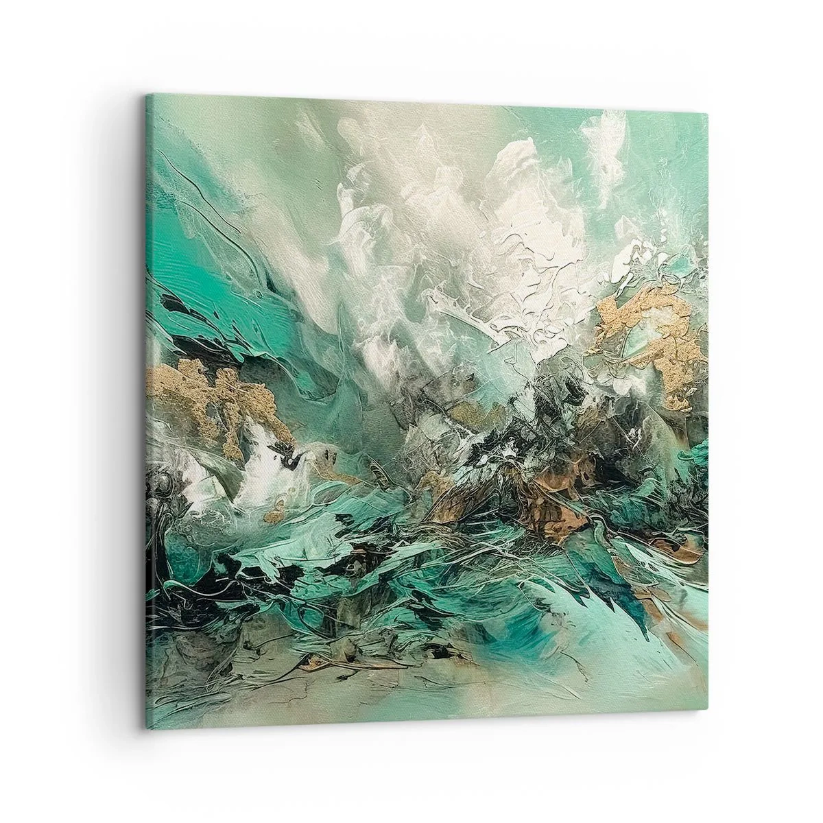 Quadro em tela - Surf esmeralda e preto - 50x50 cm