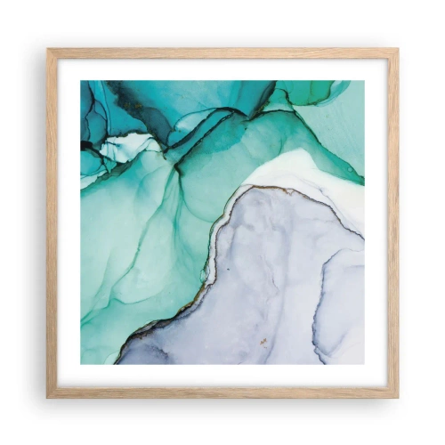 Pôster com moldura de carvalho claro - Estudo em turquesa - 50x50 cm