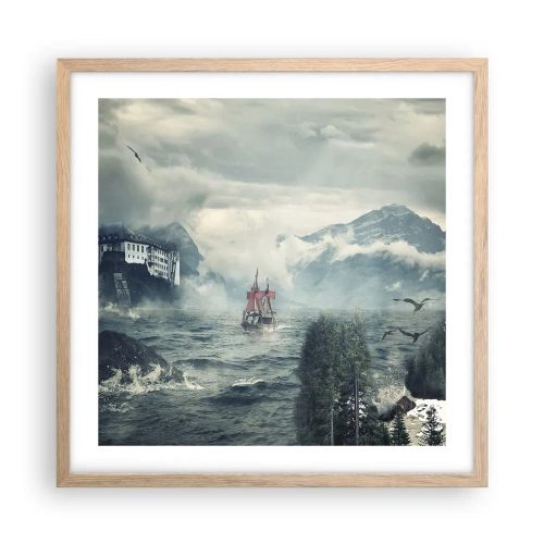 Pôster com moldura de carvalho claro - Nas águas mágicas - 50x50 cm