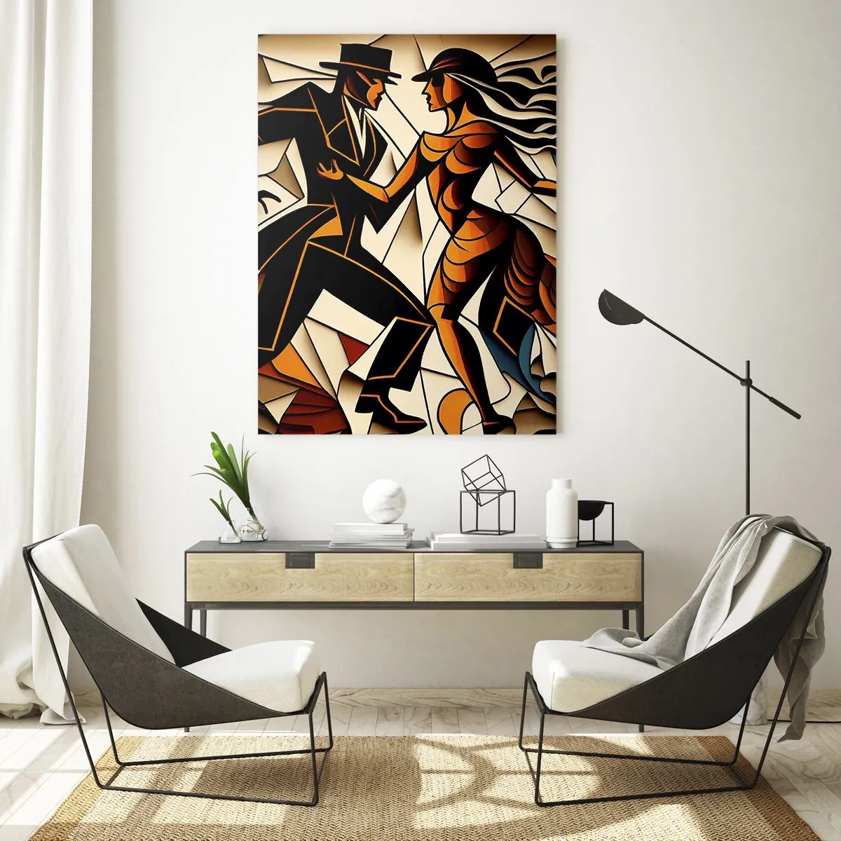 Quadro em vidro - Dança de paixão e paixão - 50x70 cm