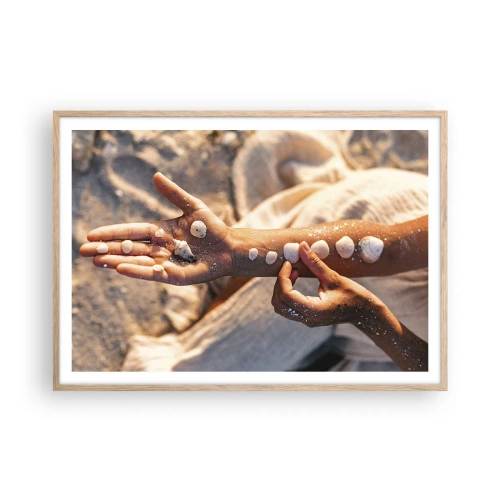 Pôster com moldura de carvalho claro - Beleza na ponta dos dedos - 100x70 cm