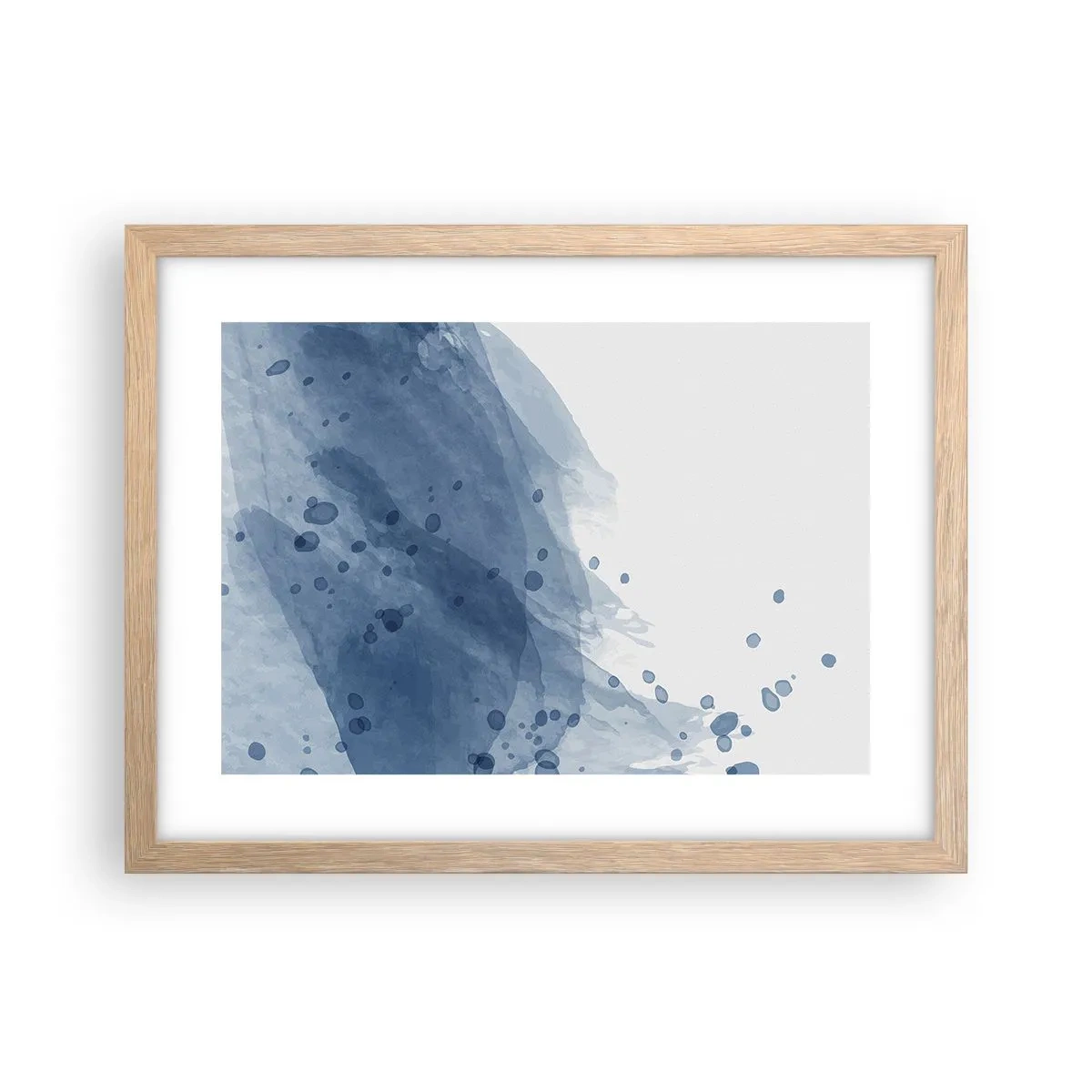 Pôster com moldura de carvalho claro - Tule azul - 40x30 cm