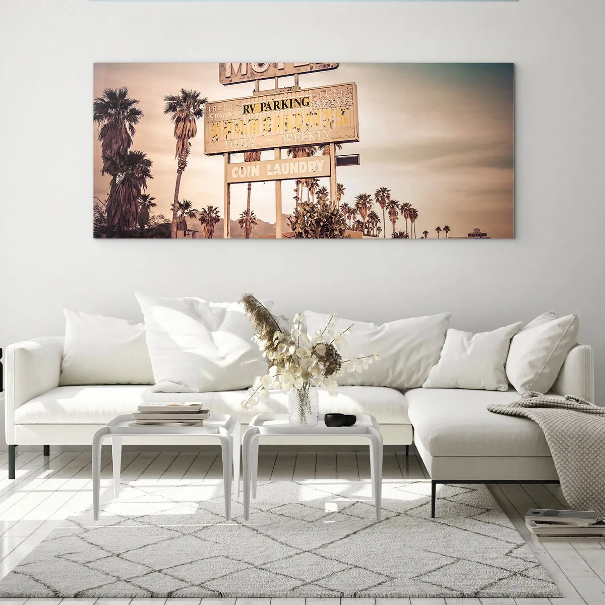 Quadro em vidro - O tempo parou aqui - 120x50 cm