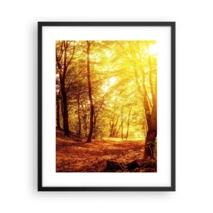 Pôster com moldura preta - Rumo à clareira dourada - 40x50 cm