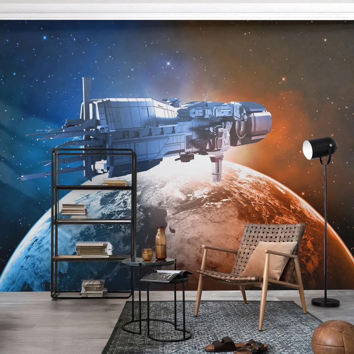 Papel de Parede Premium Sand - Observador atento - Cosmos, Nave espacial, Transporte - 100x70 cm