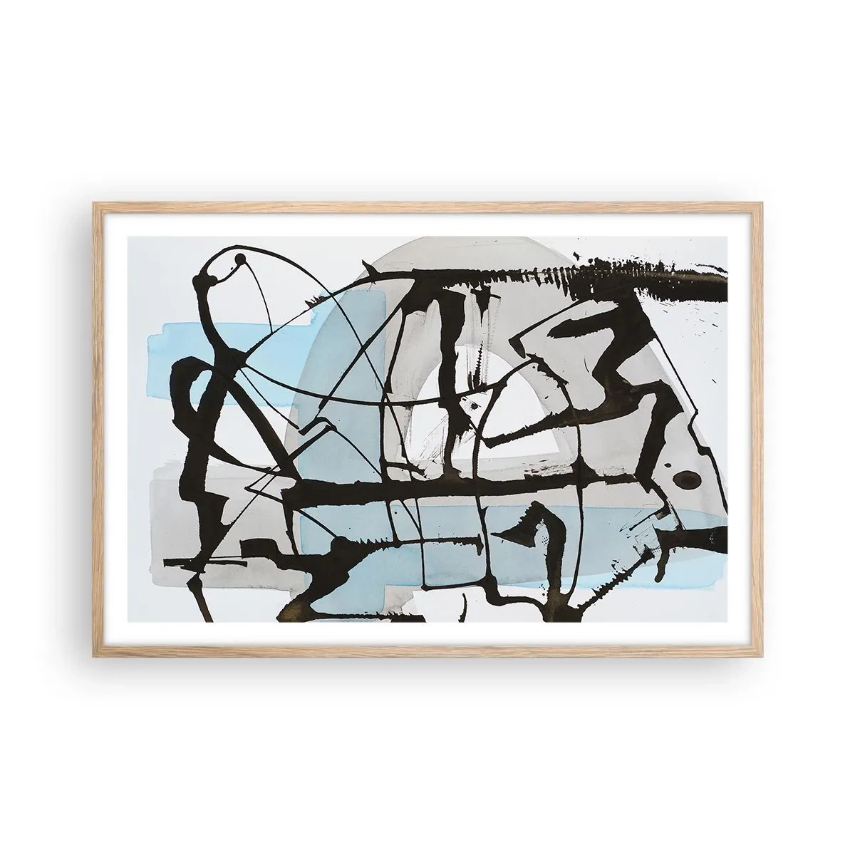 Pôster com moldura de carvalho claro - Azul mesmo assim - 91x61 cm