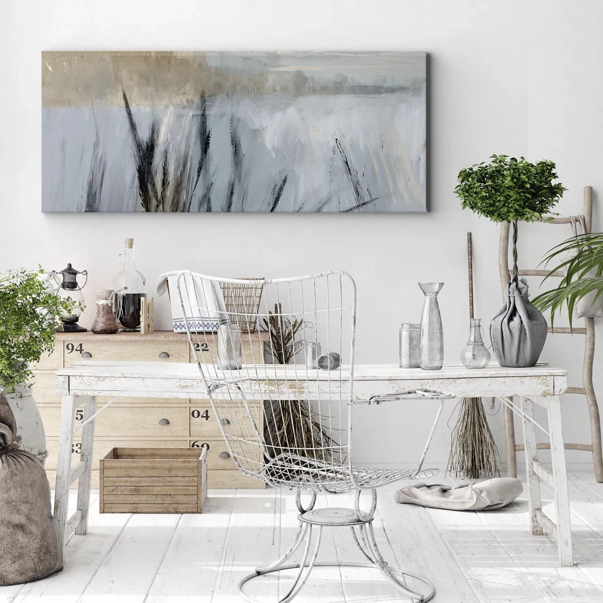 Quadro em tela - Campos de inverno - 100x40 cm