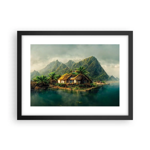 Pôster com moldura preta - Paraíso Tropical - 40x30 cm