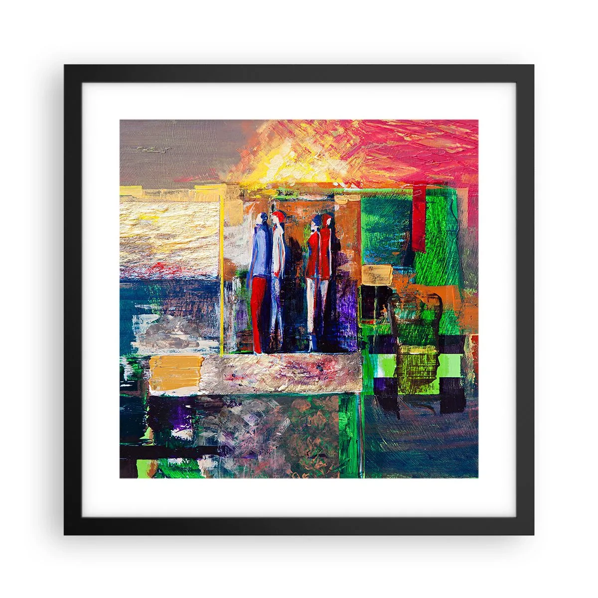 Pôster com moldura preta - Relacionamentos e emoções - 40x40 cm