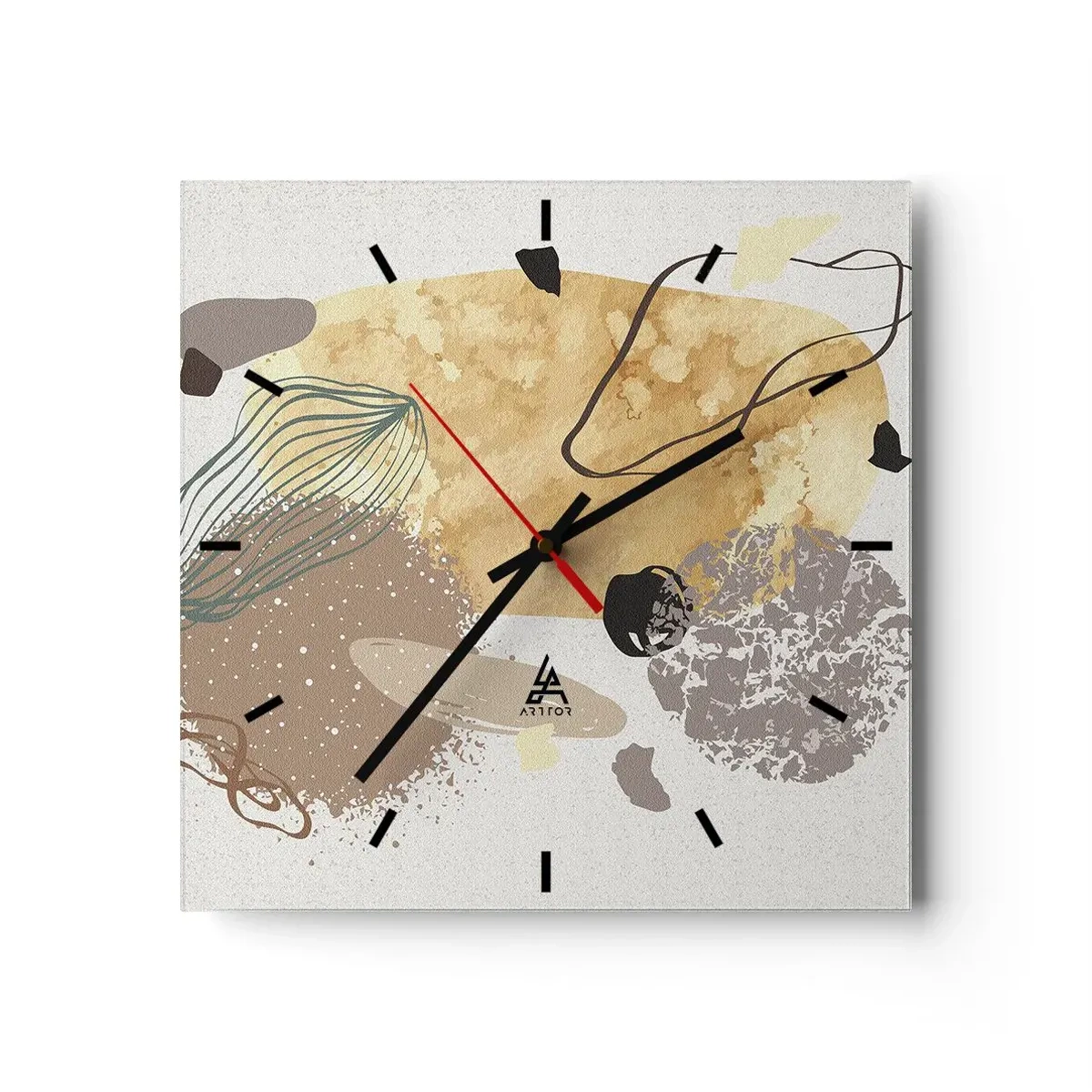 Relógio de parede - Relógio em vidro - Plumcologia aplicada - 30x30 cm