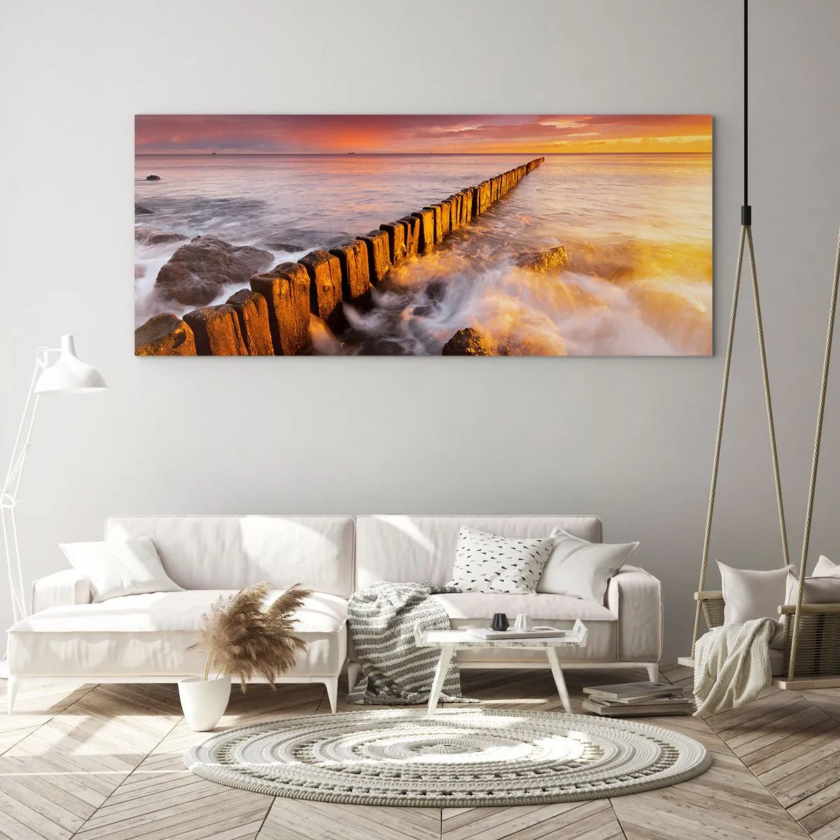 Quadro em vidro - A suavidade das ondas - 160x50 cm
