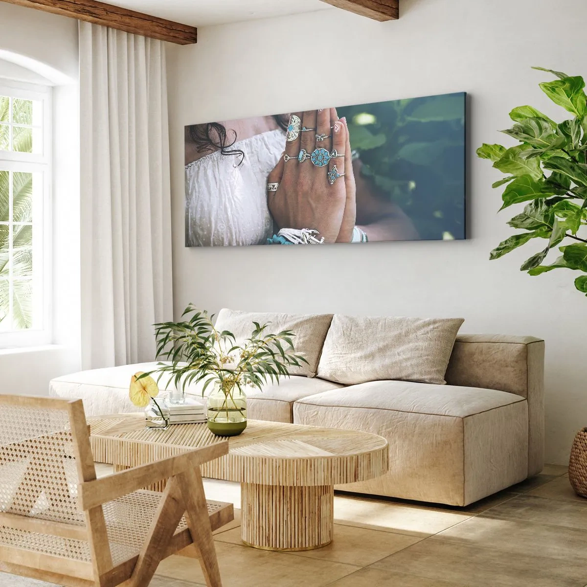 Quadro em tela - Bem-vindo ao centro do ser - 100x40 cm