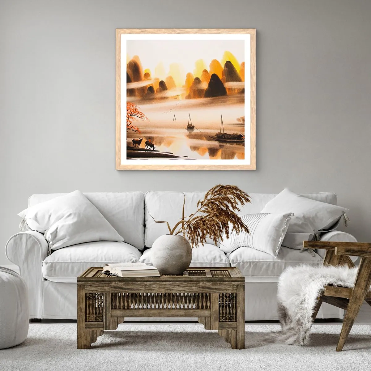 Pôster com moldura de carvalho claro - Além do Extremo Oriente - 50x50 cm