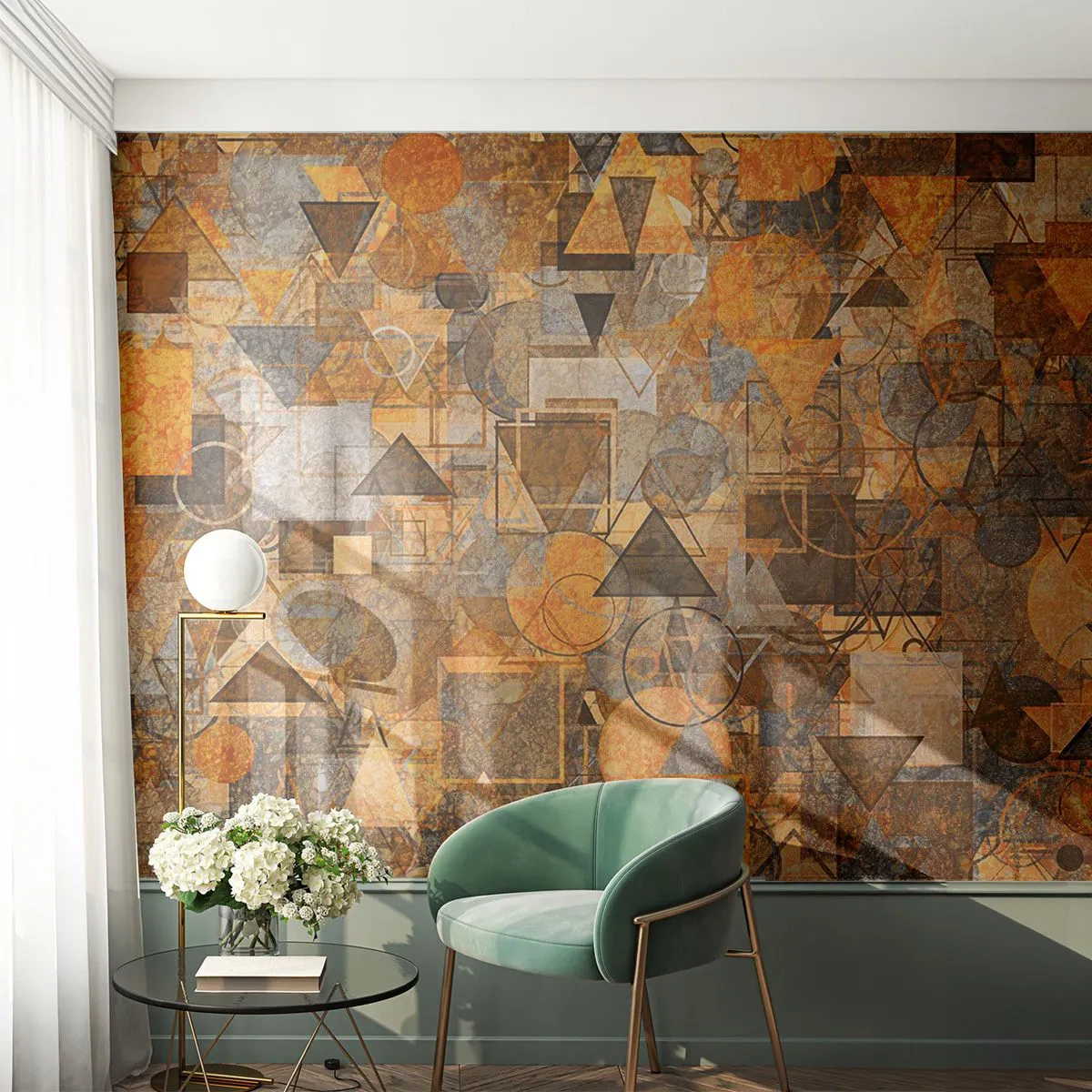 Papel de Parede Premium Sand - O mundo em forma - Abstração, Pedaço, Padrão Moderno - 250x175 cm