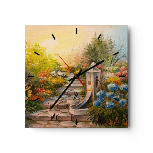 Relógio de parede - Relógio em vidro - Em pleno florescimento - 30x30 cm