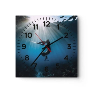 Relógio de parede - Relógio em vidro - Dança subaquática - 40x40 cm