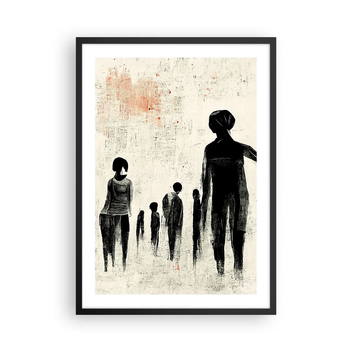 Pôster com moldura preta - Ilustração abstrata de uma figura em cores monocromáticas - 50x70cm - Contra a solidão - Decoração de parede moderna para a sala de estar e quarto ARTTOR
