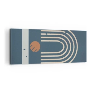 Quadro em tela - Geometria em azul marinho - 100x40 cm