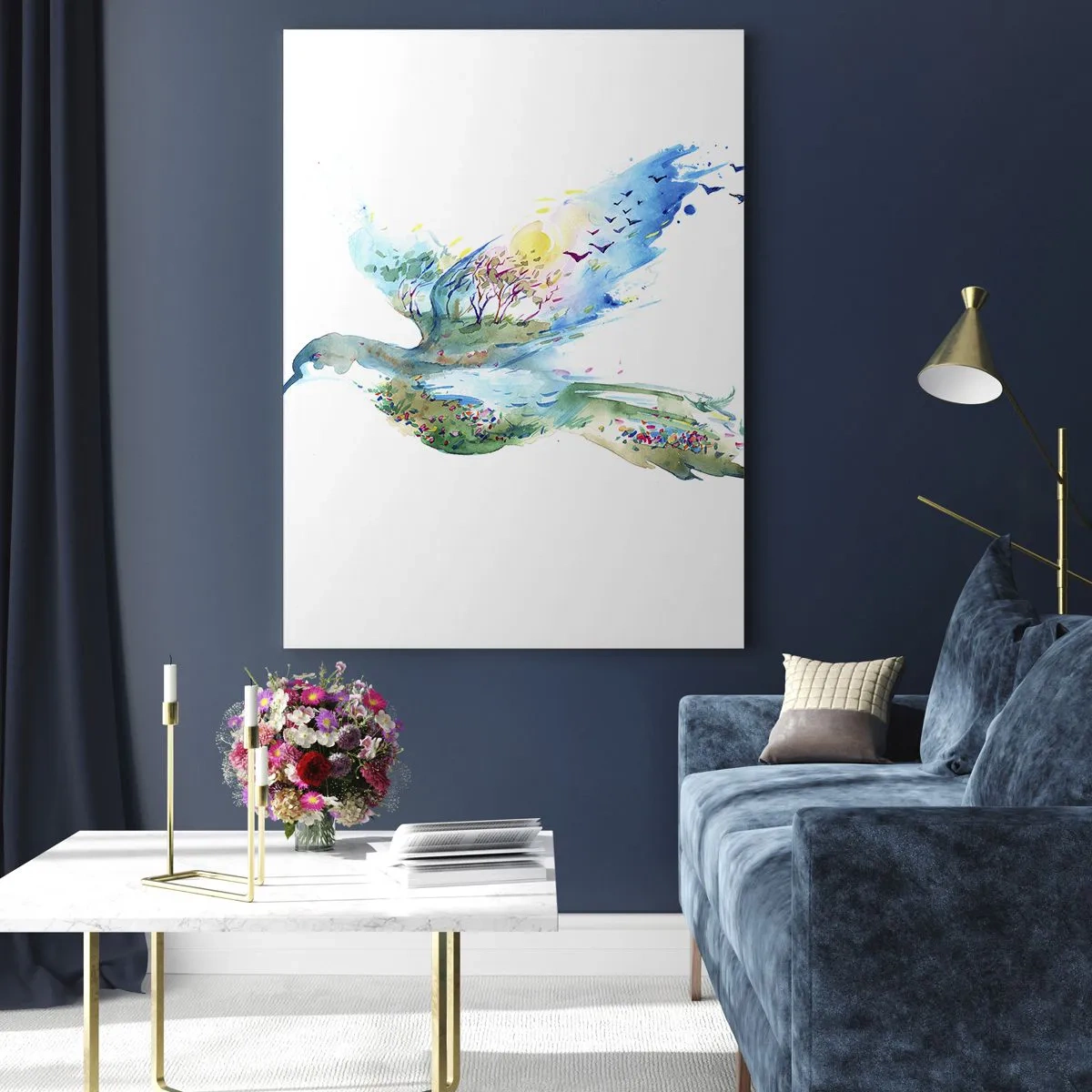 Quadro em vidro - Nas asas da natureza - 80x120 cm