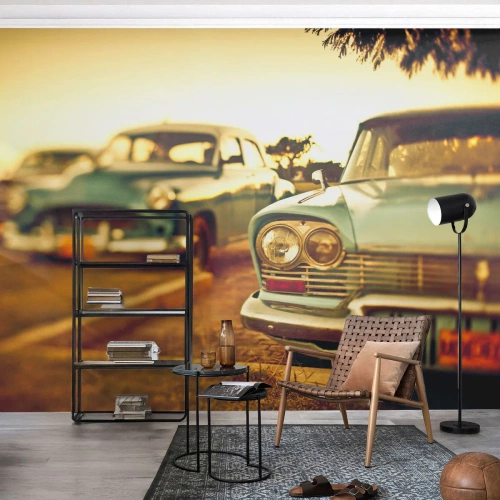 Papel de Parede Autocolante Deluxe Sticker - Vamos esperar para ver - Carro, Cuba, Automotivo - 100x70 cm