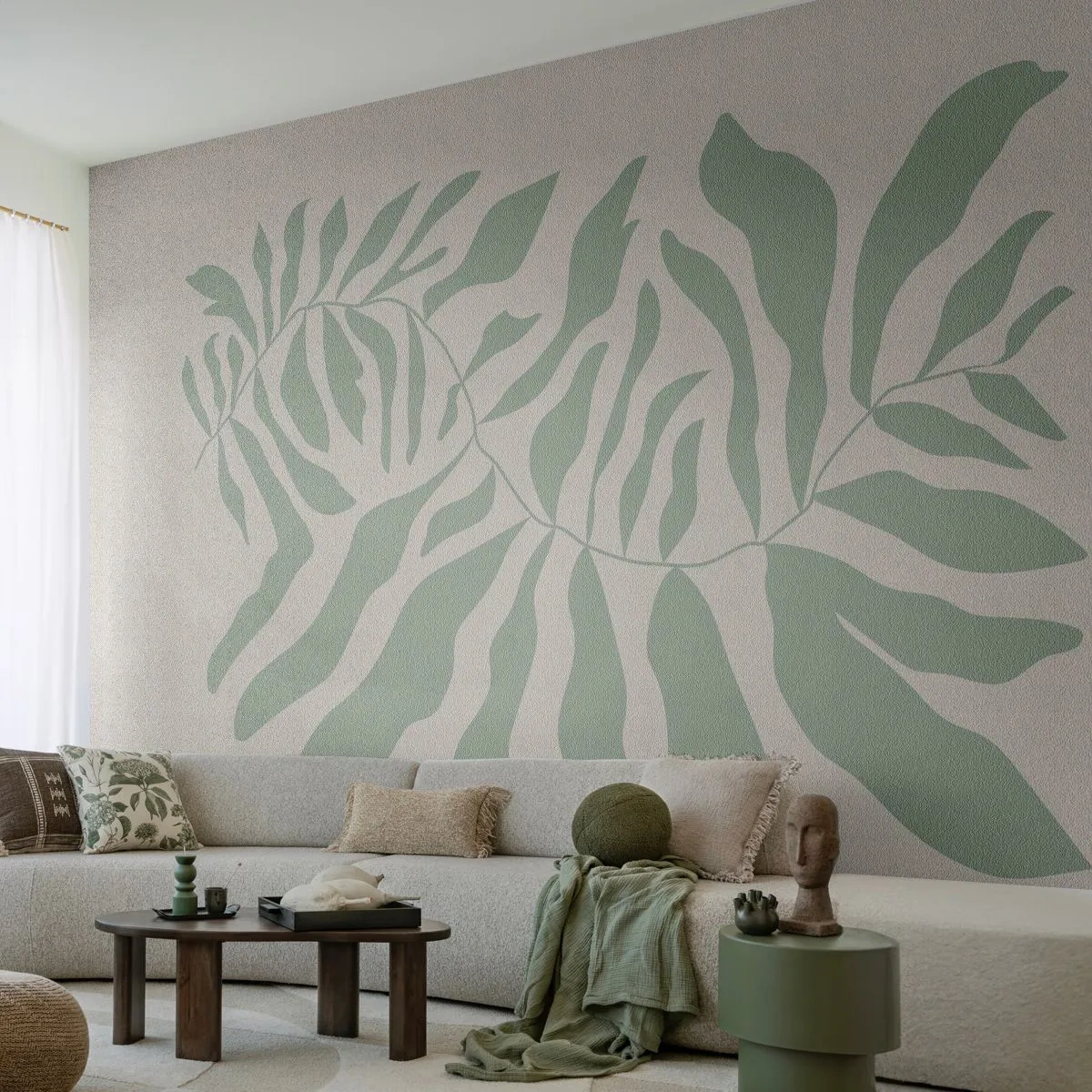 Papel de Parede Premium Canvas - Galho esmeralda - Boho, Plantar, Botânico - 500x350 cm