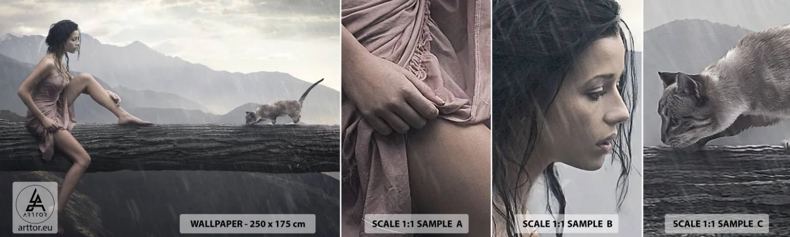 Amostra de Papel de Parede Standard Eco - Picos de beleza - Mulher, Modelo, Paisagem - 100x30 cm