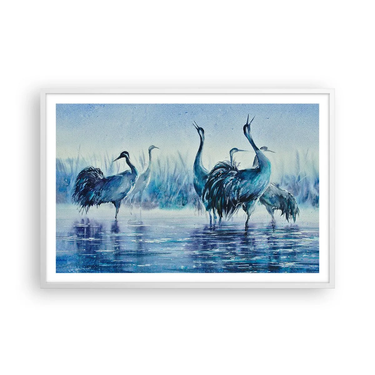 Pôster em moldura branca - Reunião matinal - 91x61 cm