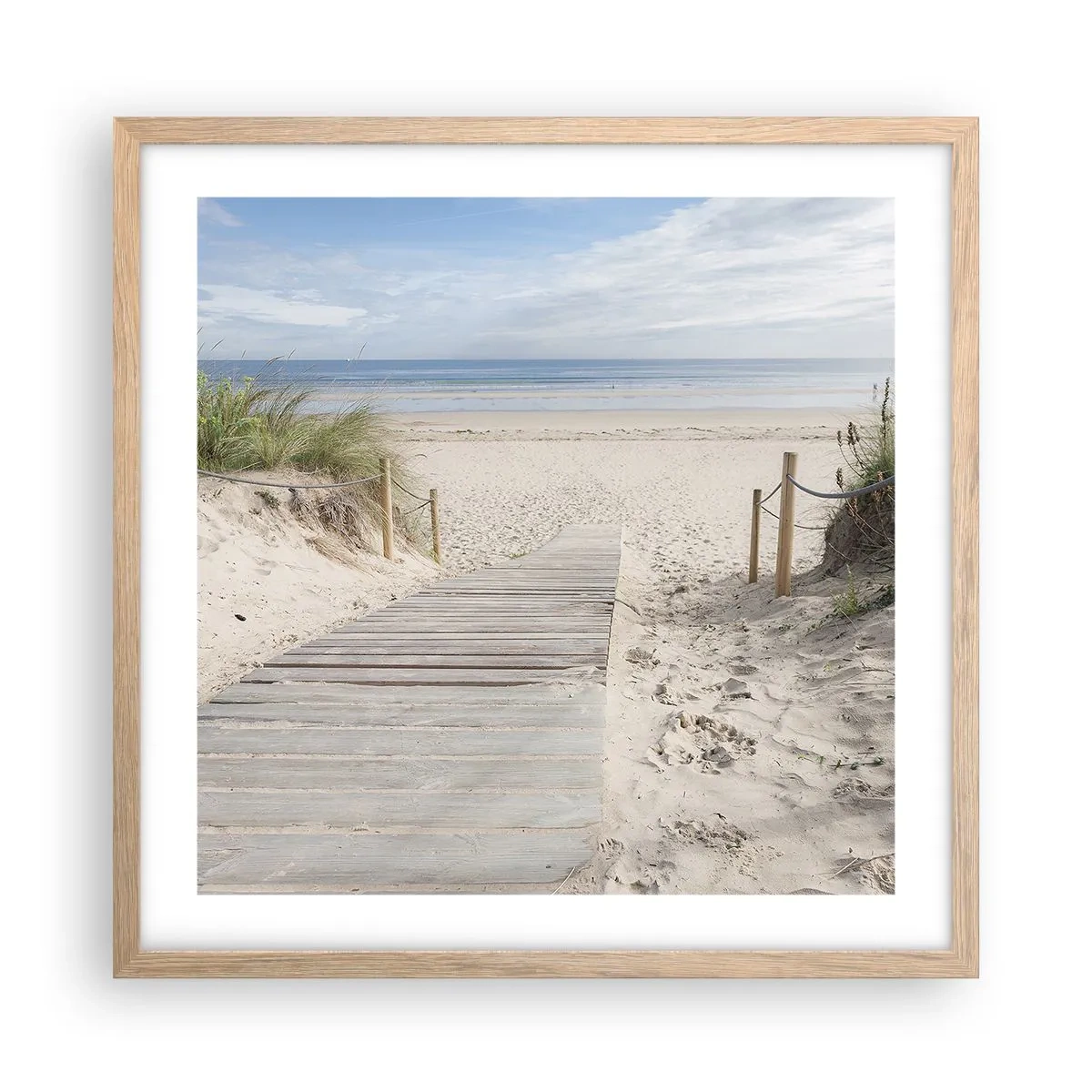 Pôster com moldura de carvalho claro - Pelo horizonte - 50x50 cm