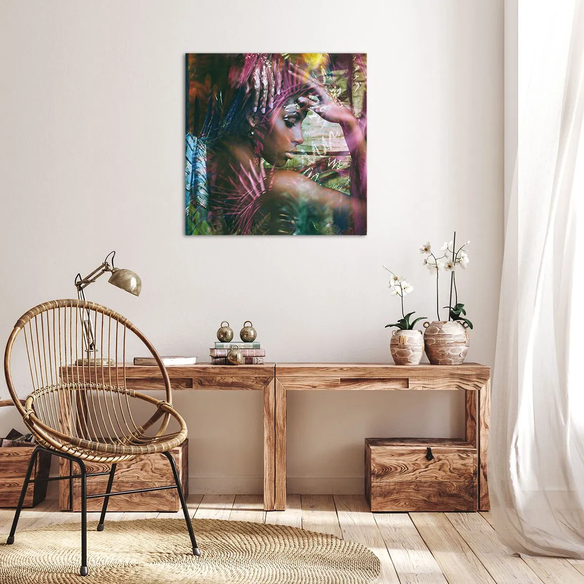 Quadro em tela - Mãe Natureza na selva - 30x30 cm